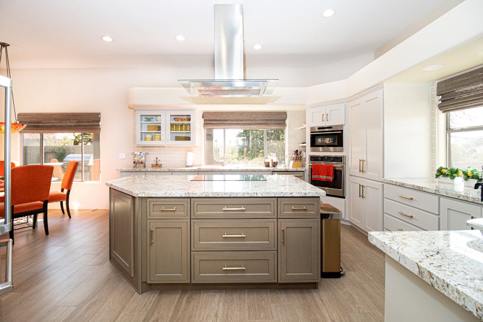Modern kitchen island showcasing whole home renovation